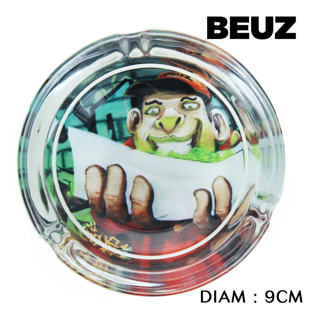Cendrier rond en verre Beuz "Rolling"