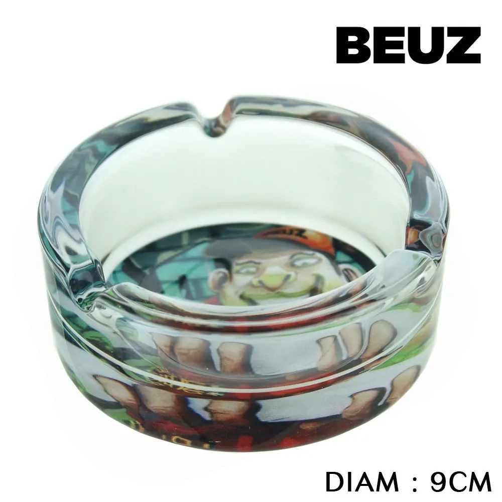 Cendrier rond en verre Beuz "Rolling"