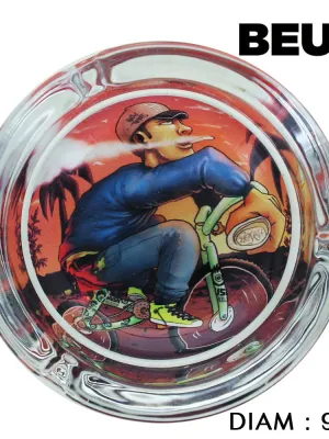 Cendrier Rond en Verre Beuz Bike : pour les riders et les smokers