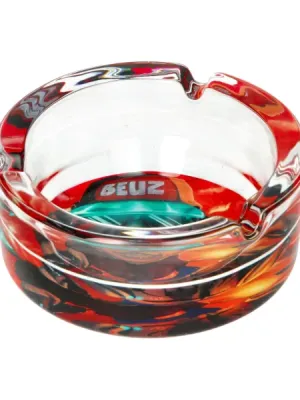 Le cendrier en verre Beuz DJ qui mixe vu de haut