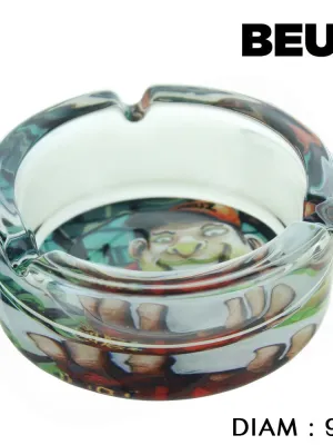 Cendrier rond en verre Beuz "Rolling"