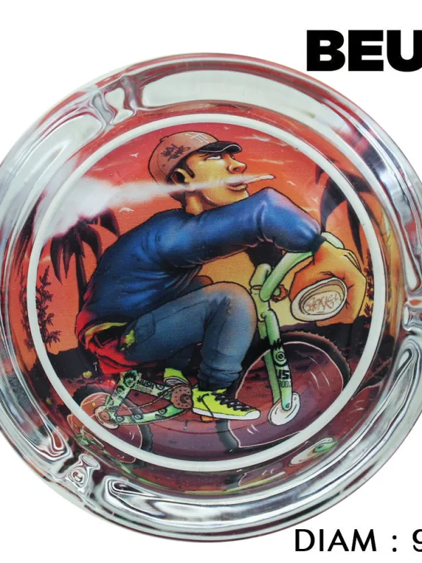 Produit Cendrier Rond en Verre Beuz Bike : pour les riders et les smokers Image